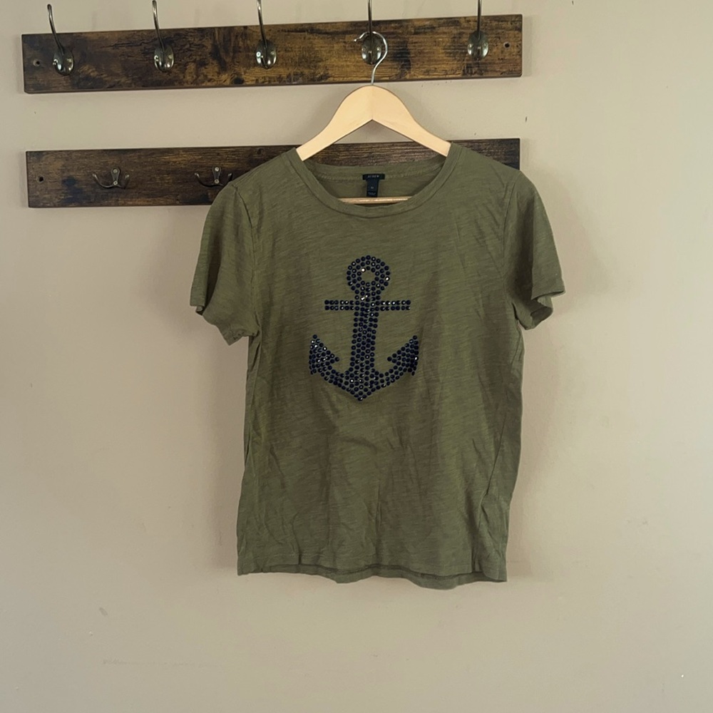 EUC J. Crew Beaded Anchor ⚓️ Tee